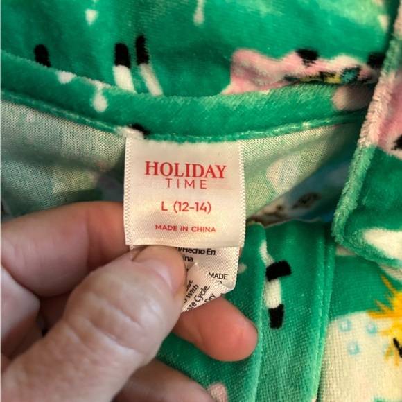 Holiday Time SUPER soft! Vintage Reindeer pajamas sz L 12-14 - Picture 4 of 5